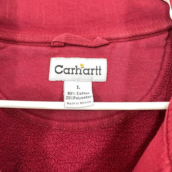 Carhartt Sweatshirt 1/4 Zip Embroidered Logo Large Work Distressed Pullover Mock - Picture 4 of 7